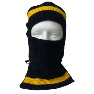 Vintage Snowmobile Full Face Winter Knit Ski Mask Balaclava Black & Yellow